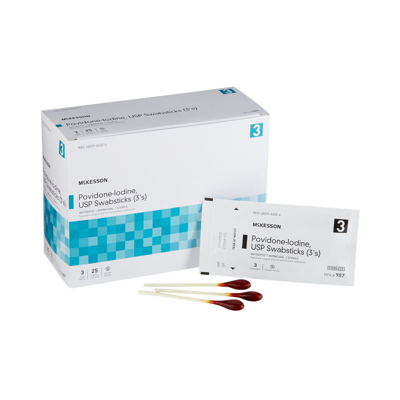McKesson Impregnated Swabstick 3 Pack 10% Strength, McKesson Brand 987, 1 Count