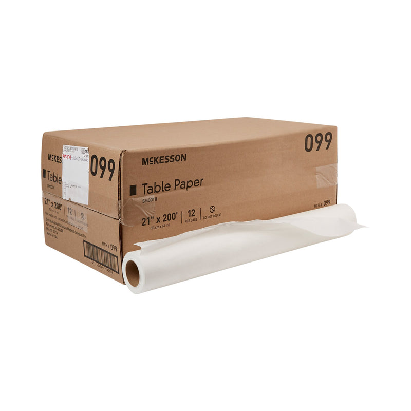 McKesson Smooth Table Paper, 21 Inch x 200 Foot, White, McKesson Brand 099, 12 Count