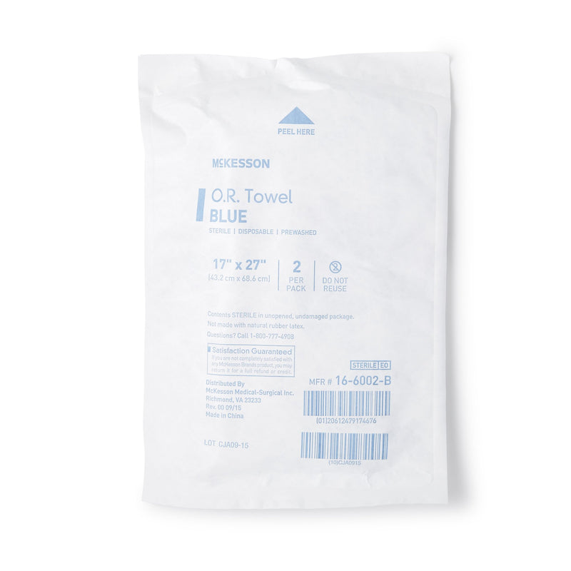 McKesson Blue Sterile O.R. Towel, 17 x 27 Inch, McKesson Brand 16-6002-B, 1 Count